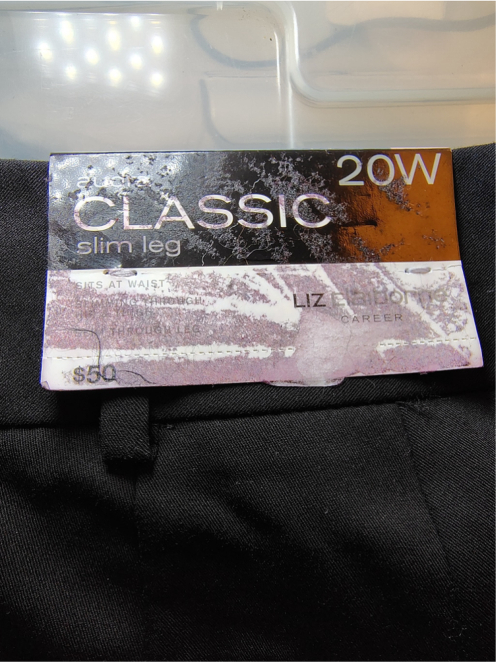 Liz Claiborne Career Woman Audra Classic Slim Leg Pants 20W Black Career Office - Picture 10 of 13